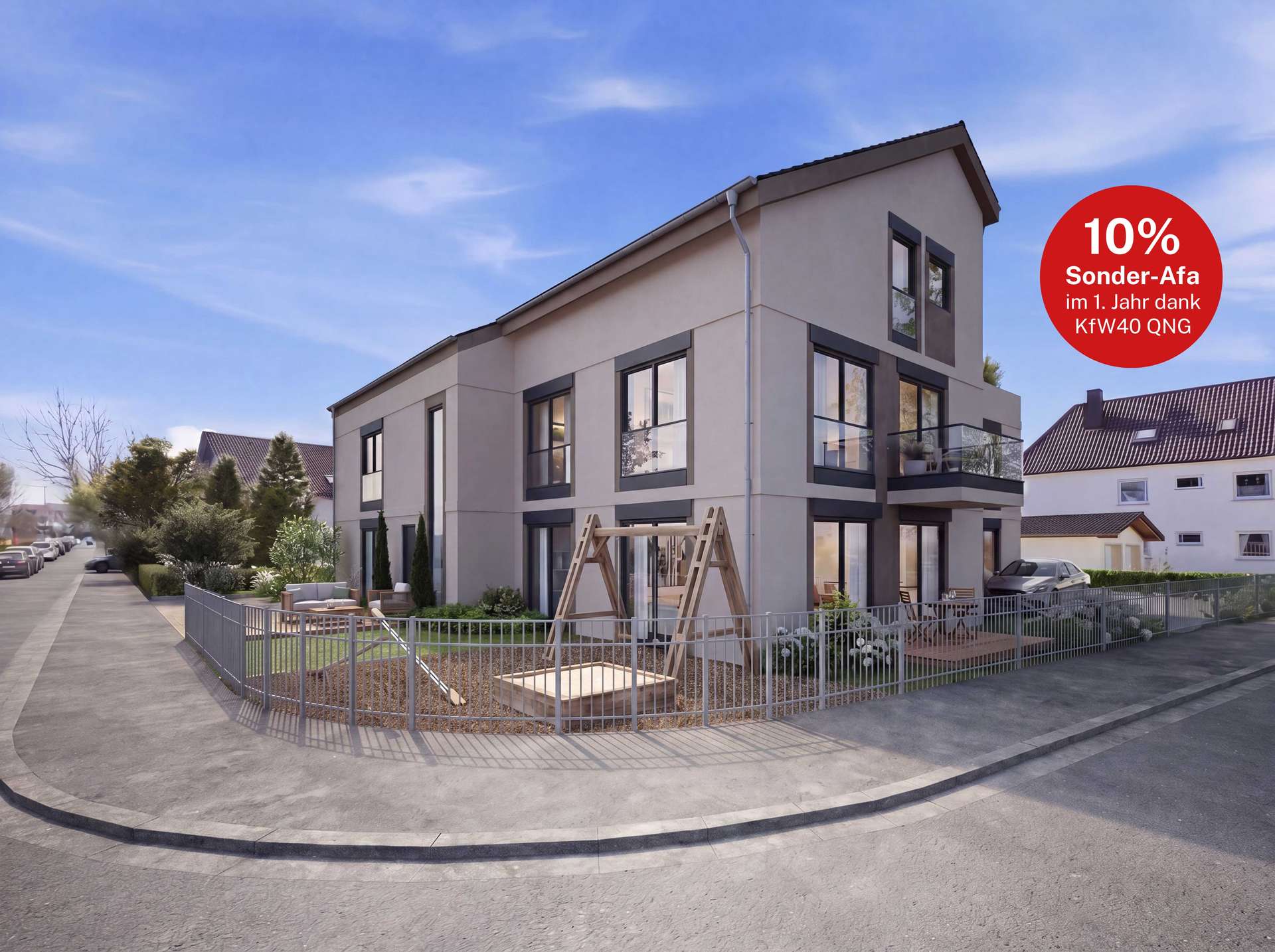 *KfW-40-QNG* Sonnig & großzügig! 3,5-Zi.-Neubauwohnung mit lichtdurchflutetem Wohnbereich & Garten